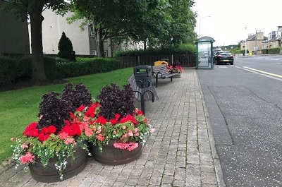 Planters opposite Chalmers Hall on Main Street
